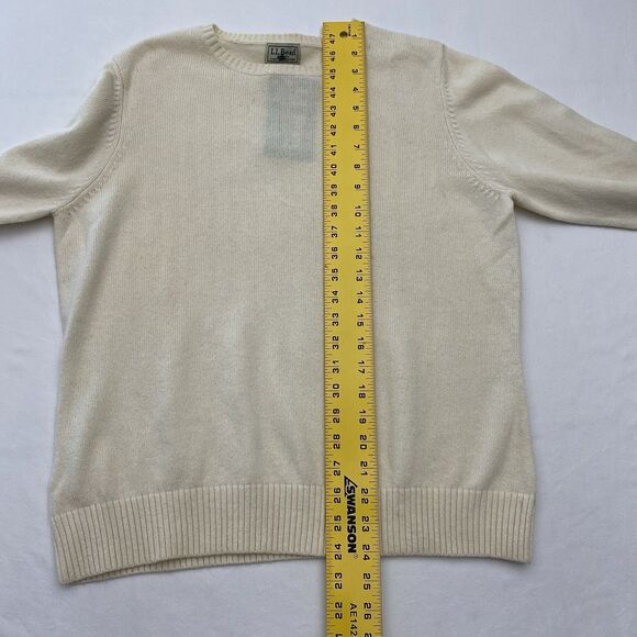 LL Bean Wool Blend Knit Sweater Ivory Cream Pullover Classic Womens Large - Picture 7 of 8